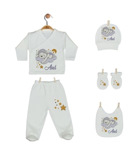 Pia Baby GL 2002 İsme Özel Ayıcıklı Beşli Zıbın Set