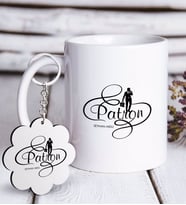 BK Gift Kişiye Özel Mesleki Patron Beyaz Kupa ve Anahtarlık Hediye Seti-3 (Model 1)