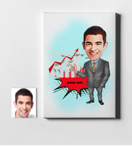 BK Gift Kişiye Özel Bay Finans Uzmanı Karikatür Kanvas Tablo 50x70cm 1