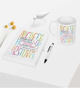 BK Gift Kişiye Özel Dünyanın En İyi Öğretmeni Temalı Beyaz Defter Kalem Kupa Seti - 6
