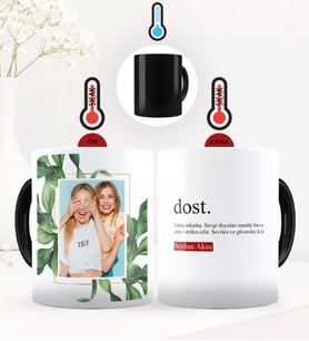 BK Gift Kişiye Özel Fotoğraflı Dost Anlamı Sihirli Kupa Bardak - 1 (Siyah)