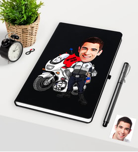 BK Gift Kişiye Özel Bay Yunus Polis Karikatürlü Siyah Defter Kalem Seti