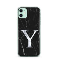 Iphone 11 Siyah Mermer Harf Tasarımlı Telefon Kılıfı Y-Harfi 