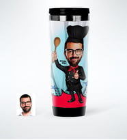 BK Gift Kişiye Özel Bay Chef Karikatürlü Çelik Termos Bardak  3