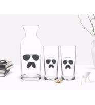 BK Gift Kişiye Özel Renkli Baskılı İsimli İkili Rakı Bardağı ve Karaf Hediye Seti-131 (Beyaz)