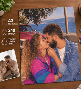 80ler Tasarımlı Kişiye Özel A3 240 Parça Fotoğraf Baskılı Puzzle