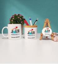 Mesajlı Jeofizik Mühendisi Tasarımlı Kişiye Özel Jeofizik Mühendisi Kupa Bardak Kalemlik ve Anahtarlık Hediye Seti