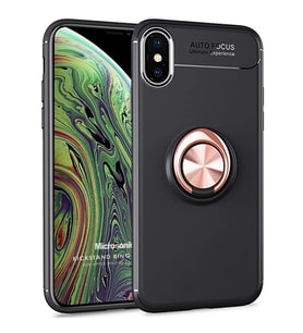 Microsonic Apple iPhone XS Max Kılıf Kickstand Ring Holder Siyah Rose