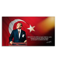''Güner Ofis'' Atatürk Tablosu Deri Üzerine Kanvas Tablo 80x130