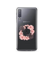 Pembe Çiçekli Harf Tasarım Süper Şeffaf Silikon Telefon Kılıfı Samsung A7 (2018)