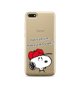 Snoopy Tasarımlı Süper Şeffaf Silikon Telefon Kılıfı Huawei Honor 7s - y5 2018 
