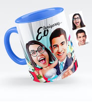 BK Gift Kişiye Özel Evleniyoruz Karikatürlü Mavi Kupa Bardak  4