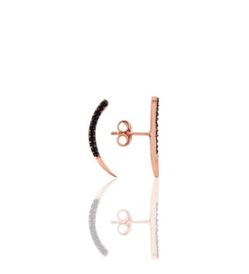 Söğütlü Silver Gümüş rose siyah taşlı Ay modeli küpe