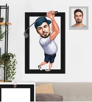 Kişiye Özel Golfçü Karikatürlü 3D Ahşap Tablo 30x47 Bay-2