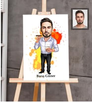 Kişiye Özel Erkek Karikatürlü Ahşap Tablo 30x47  Bay-13