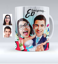BK Gift Kişiye Özel Evleniyoruz Karikatürlü Beyaz Kupa Bardak  4