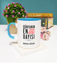 Dayı Tasarımlı Kişiye Özel Dayı Kupa Bardak Mavi