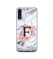Mermer Çiçekli Harf Tasarım Süper Şeffaf Silikon Telefon Kılıfı Samsung A30s F-H