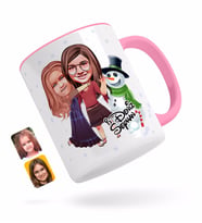 BK Gift Kişiye Özel Yeni Yıl Kız Kardeşler Karikatürlü Pembe Kupa Bardak-3