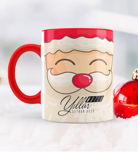 BK Gift Kişiye Özel Yılbaşı Noel Baba Temalı Kırmızı Kupa Bardak - 6