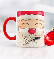 BK Gift Kişiye Özel Yılbaşı Noel Baba Temalı Kırmızı Kupa Bardak - 6