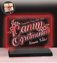 Öğretmene Özel Canım Öğretmenim yazılı Led Gece Lambası Hediyesi (Kırmızı)