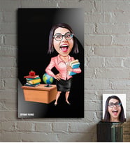 BK Gift Kişiye Özel Bayan Öğretmen Karikatürlü Ahşap Tablo - 5
