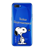 Snoopy Tasarımlı Süper Şeffaf Silikon Telefon Kılıfı Oppo Realmi C2