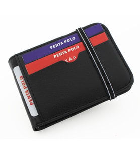 PENTA POLO ŞEFFAF KART BÖLMELİ LASTİKLİ ERKEK CÜZDAN (Siyah)