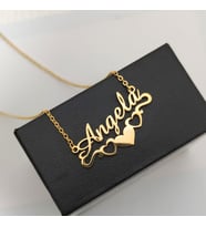 Kişiye Özel Altın Kaplama İsimli Kalp Gümüş Kolye (Gold)