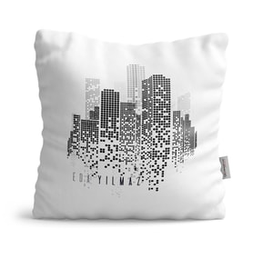 BK Gift Kişiye Özel City Tasarımlı Beyaz  Yastık  1