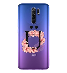 Pembe Çiçekli Harf Tasarım Süper Şeffaf Silikon Telefon Kılıfı Xiomai Redmi 9 Ü-