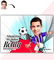 BK Gift Kişiye Özel Bay Futbolcu Sarı Lacivert Karikatür Baskılı Yaş Pasta İçin Yenilebilir Şekerli Kağıt  1(Sadece Kağıt)