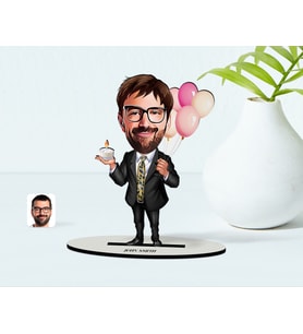 BK Gift Kişiye Özel Bay Doğum Günü Karikatür Ahşap Biblo  3