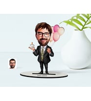 BK Gift Kişiye Özel Bay Doğum Günü Karikatür Ahşap Biblo  3