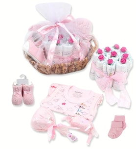 Hoş geldin Kız Bebek Hediye Sepeti (PEMBE) (Aynı gün Kargo İmkanı)