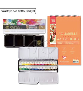 Mungyo Professional Suluboya Seti 24lü Yarım Tablet  Defter Hediyeli