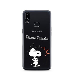 Snoopy Tasarımlı Süper Şeffaf Silikon Telefon Kılıfı Samsung A10s