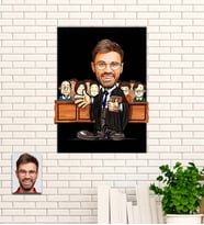 Kişiye Özel Hediye Avukat Karikatürlü Uv Baskılı Ahşap Tablo