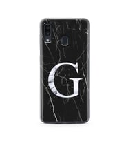 Samsung A30 Siyah Mermer Harf Tasarımlı Telefon Kılıfı G-Harfi 