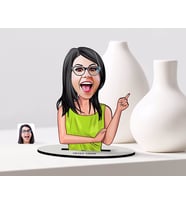 BK Gift Kişiye Özel Kadın Karikatürlü Ahşap Biblo Model-19 (Beyaz)