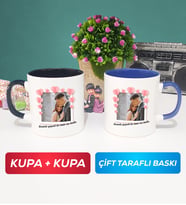 İkili Sevgiliye Sevgililer Günü Hediyesi 12 Kupa Bardak Siyah Lacivert