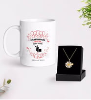 BK Gift Kişiye Özel Öğretmenler Günümüz Kutlu Olsun Beyaz Kupa ve Papatya Kolye Hediye Seti-5 (Model 1)