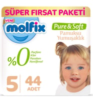 Molfix Pure&Soft Bebek Bezi Beden:5 (11-18Kg) Junior 44 Adet Süper Fırsat Pk