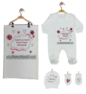Pia Baby Gl 1951-03 İsme Özel Battaniyeli Tulum Set
