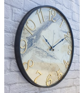 Markakanvas Metal Kasalı Mermer Desenli Altın(Gold) Renkli Duvar Saati 50 cm
