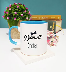 Damat Tasarımlı Kişiye Özel Damat Kupa Bardak Mavi