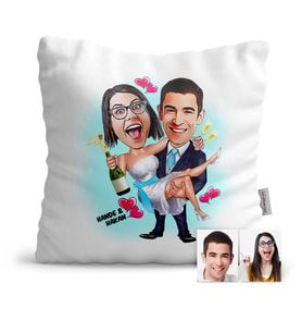 BK Gift Kişiye Özel Evleniyoruz Karikatür  Yastık  4