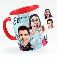 BK Gift Kişiye Özel Evleniyoruz Karikatürlü Kırmızı Kupa Bardak  2
