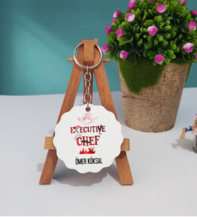 Aşçı Tasarımlı Kişiye Özel Hediye Aşçı Ahşap Anahtarlık